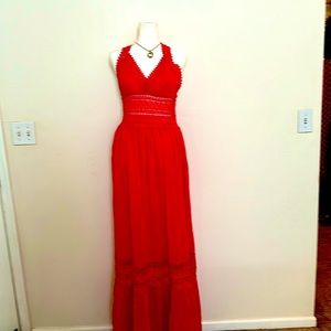 Red maxi crochet dress..size S. Never worn..tags still on.. bought it in a bouti